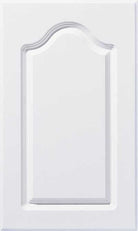 White thermofoil cabinet door with raised arch center panel 