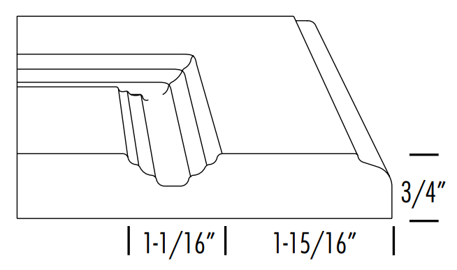  Side profile of FC714 raised panel RTF drawer front 