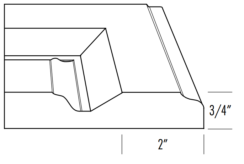 Side profile of thermofoil cabinet door with elegant raised center panel 