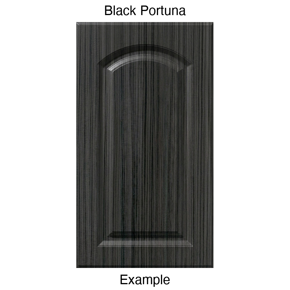 FS846 Arched Raised Panel Thermofoil Cabinet Door in Black Portuna