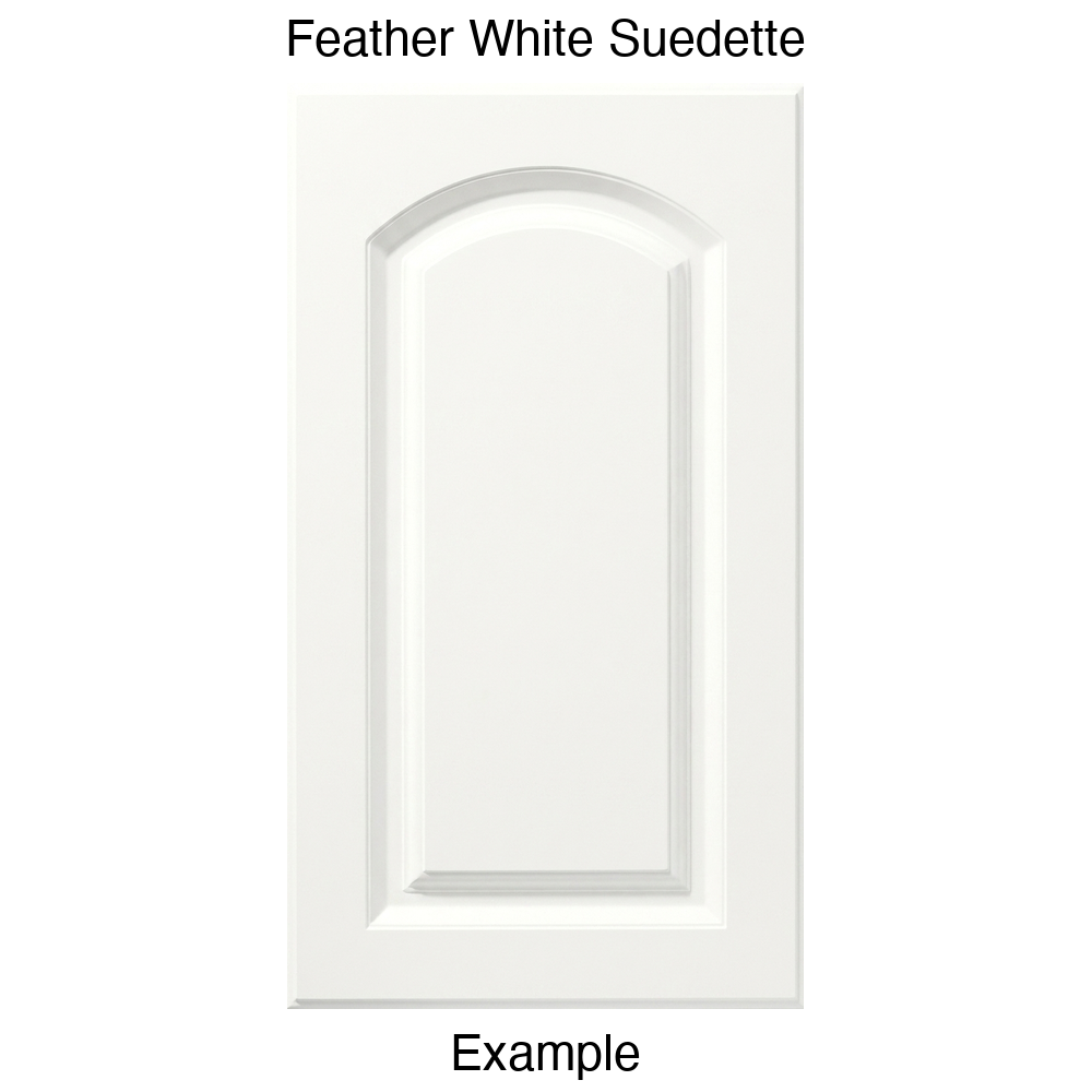 FS846 Arched Raised Panel Thermofoil Cabinet Door in Feather White Suedette