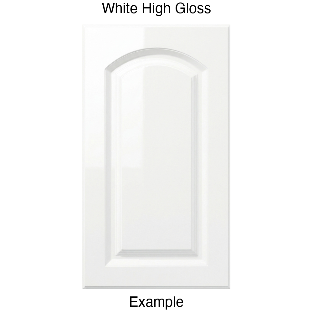 FS846 Arched Raised Panel Thermofoil Cabinet Door in White High Gloss