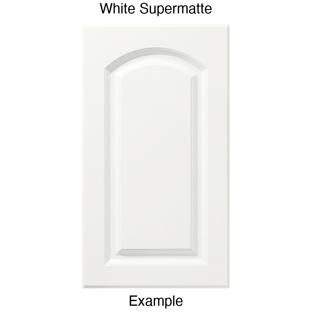 FS846 Arched Raised Panel Thermofoil Cabinet Door in White Supermatte