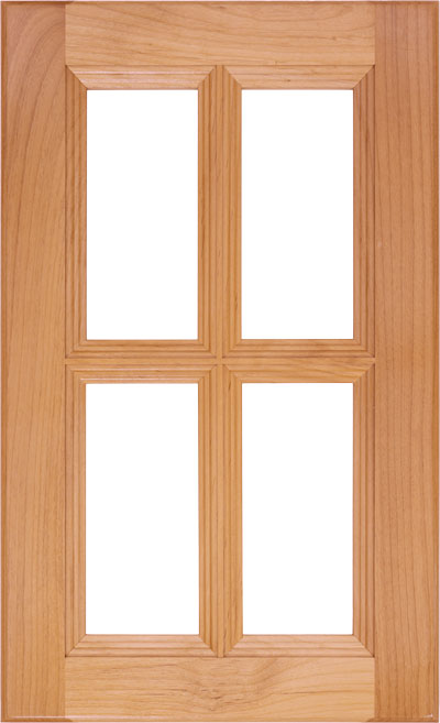 The Glacier cabinet door shown with 4 glass pane grid