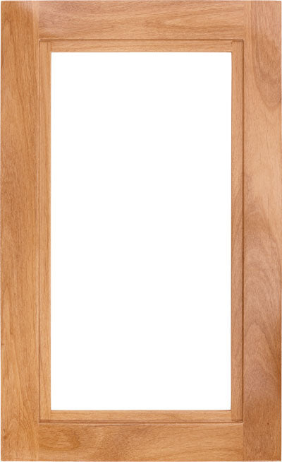 The Graham Cabinet Door with. glass pane and stepped 1/2" ledge inside edge detail