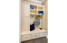 Built-in cabinets for mudroom with bench drawers and cubbies