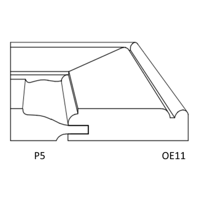 Side profile of The Hudson raised panel cabinet door with outer edge bead detail