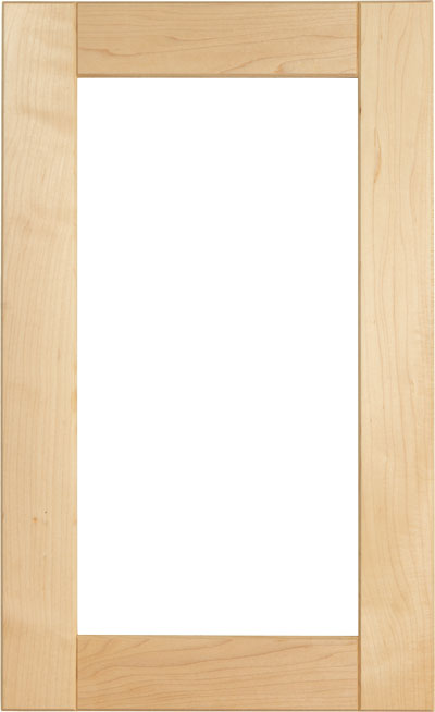 The Indiana cabinet door with single glass pane, beveled edge detail and v-groove joints