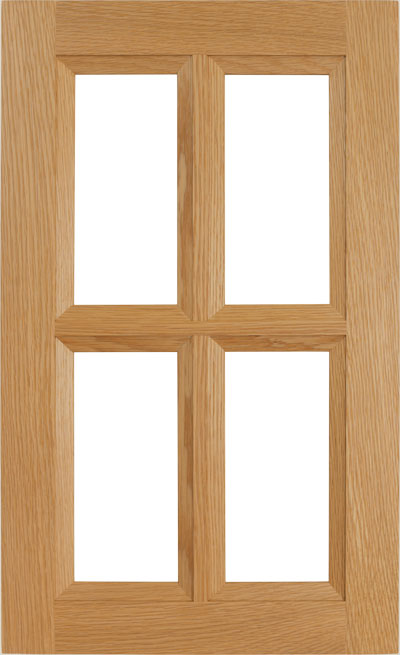 Isabella solid wood cabinet door with multi-pane glass interior panel