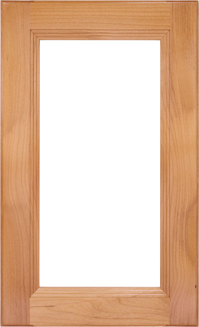 The Josephine cabinet door with 2-1/2" frame and single recessed glass pane