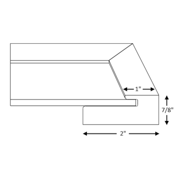 Side profile of The Kennedy slim shaker cabinet drawer front with 1" stiles and rails and quarter inch center panel