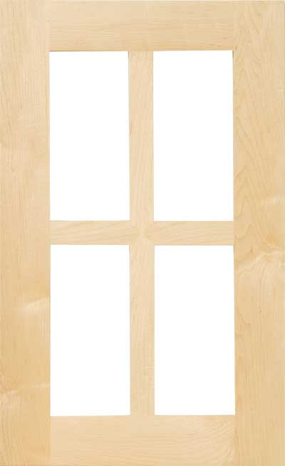 The Mitchell shaker style cabinet door with 4 glass pane grid