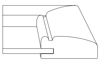 Side profile of The Normandie recessed panel drawer front with routed and mitered frame