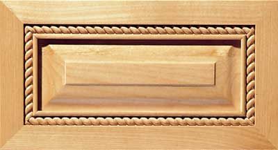 Pinnacle raised panel drawer front with braided detailing