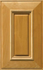 The Prudential cabinet door with extra wide frame, applied molding and raised panel.