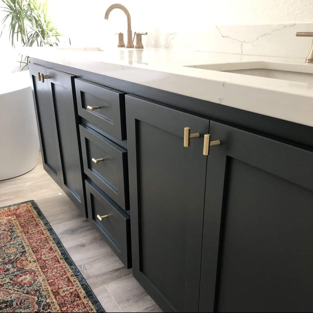 painted shaker cabinets in bathroom