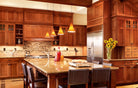 Classic shaker style kitchen shown in natural hardwood