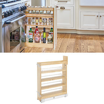 All wood pull-out cabinet organizer