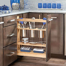 Base cabinet utensil bin organizer with soft close slides